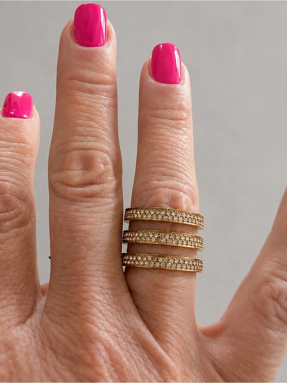 Michael Kors Three-band gold pave ring